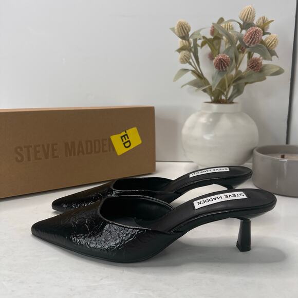 Steve Madden Audree Kitten Heel Mules Pointed Toe Black Women's 6.5 - Picture 3 of 11